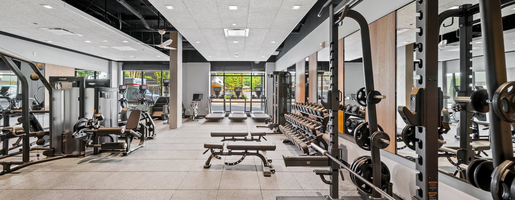 a gym with exercise equipment